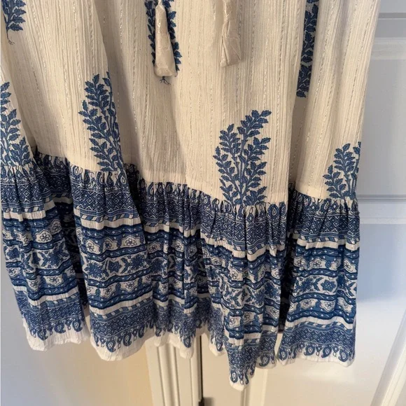 NWOT Daughters of India Blue and White Midi Dress - Picture 3 of 4